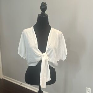 NWT White Crop Top with Tie front - Size USA 8